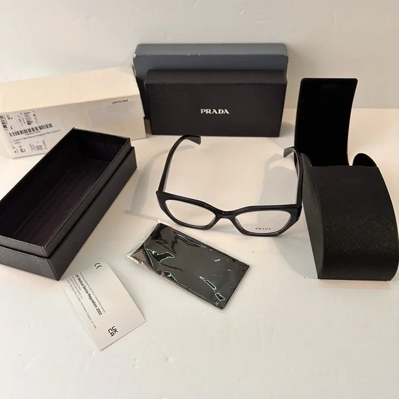💯- New- Authentic Prada PR18WV 08Q101 Eyeglasses Dark Blue Crystal Cat E…